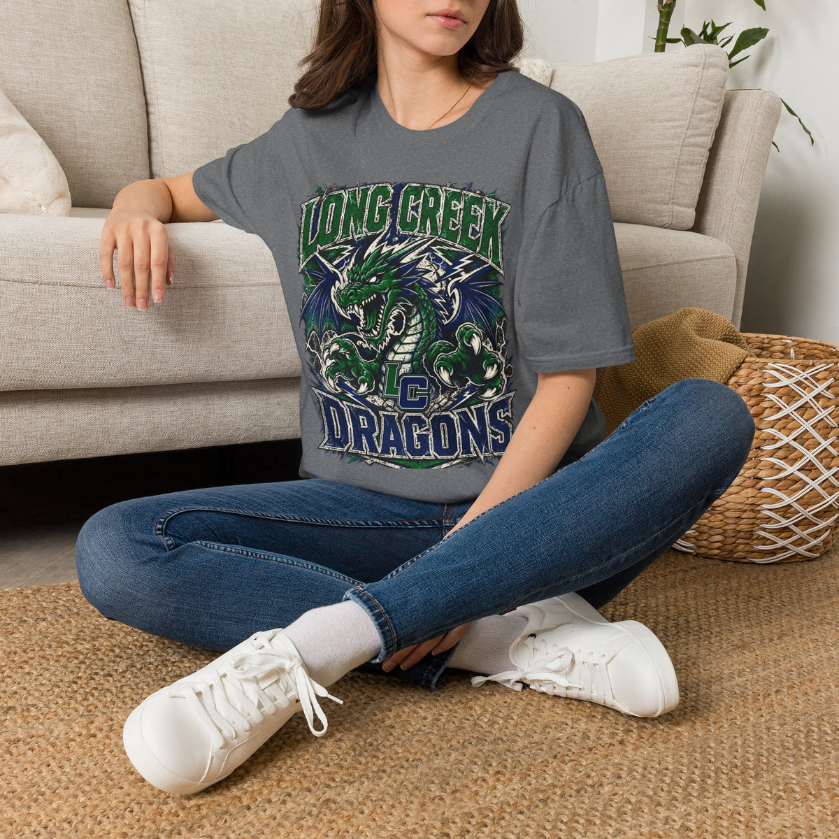Long Creek Dragons T-Shirt — Vintage Green Dragon School Spirit Tee
