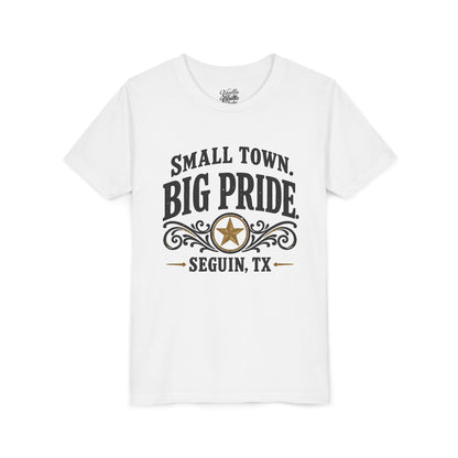 Youth Tee — "Small Town. Big Pride. Seguin, TX" Vintage Star