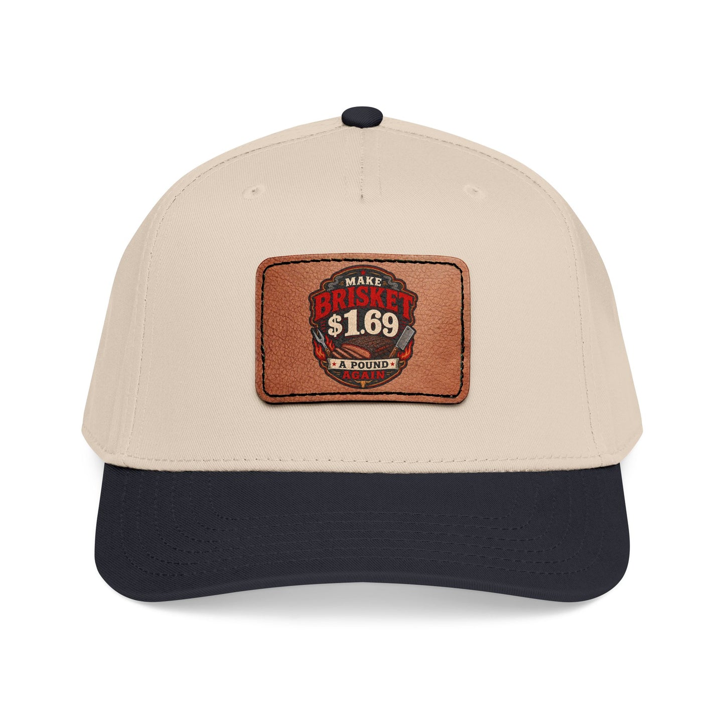 VSA Brisket Mid Profile Baseball Cap with Leather Patch (Rectangle)