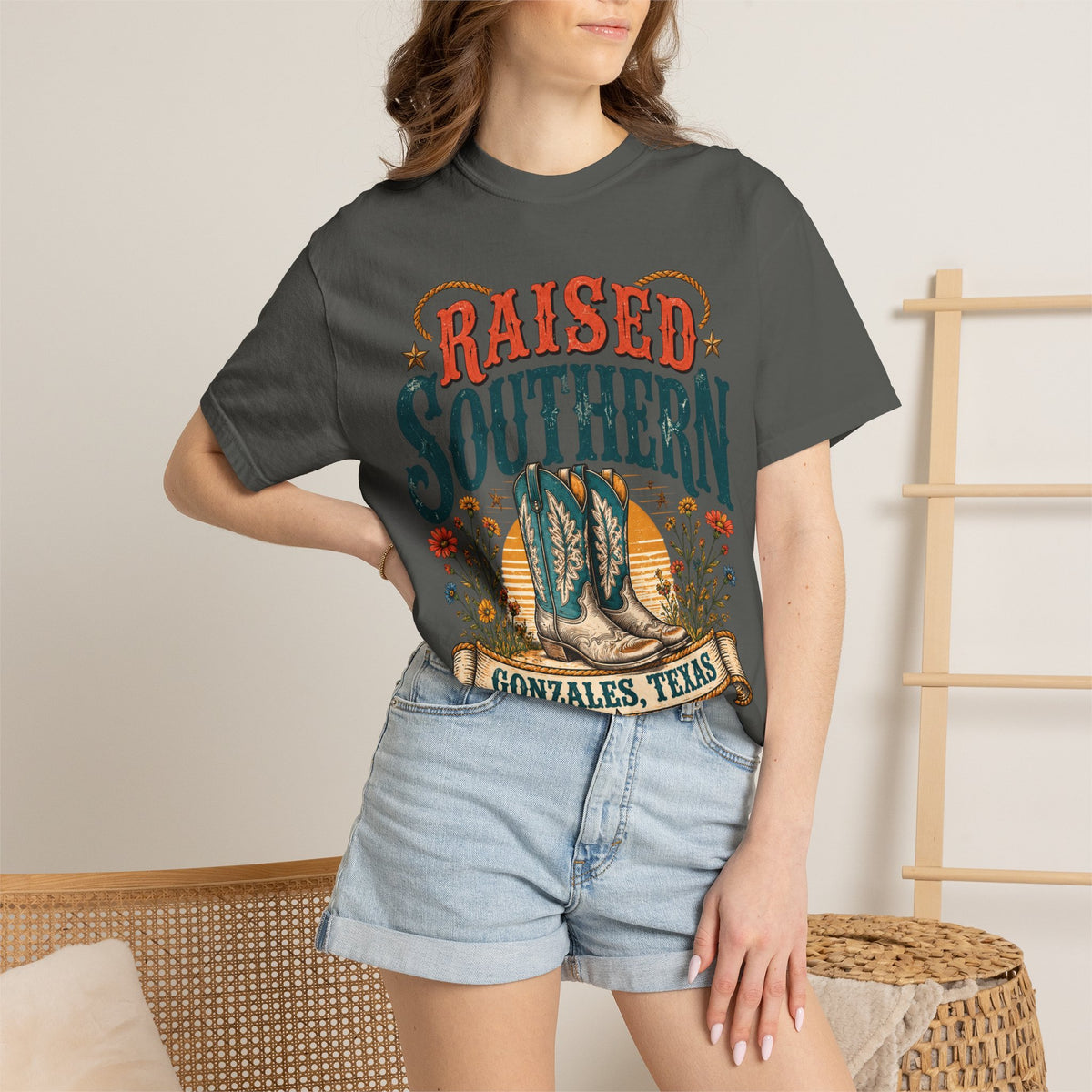 Raised Southern T-Shirt — Gonzales, Texas Retro Western Tee