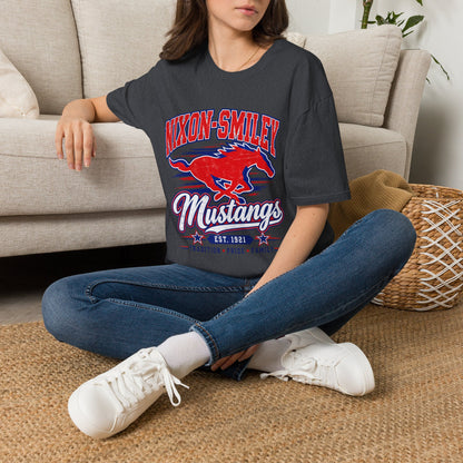 Nixon-Smiley Mustangs Tee — Retro School Mascot T-Shirt
