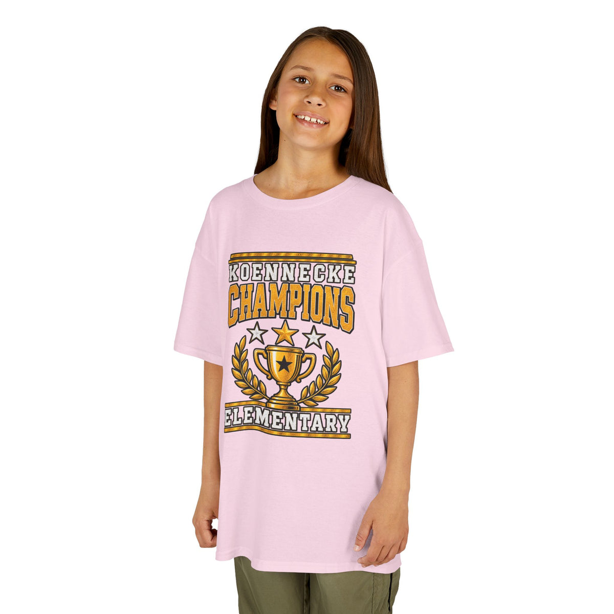 Koennecke Champions Elementary Kids T-Shirt — School Spirit Trophy Design
