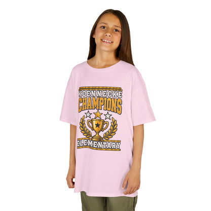 Koennecke Champions Elementary Kids T-Shirt — School Spirit Trophy Design