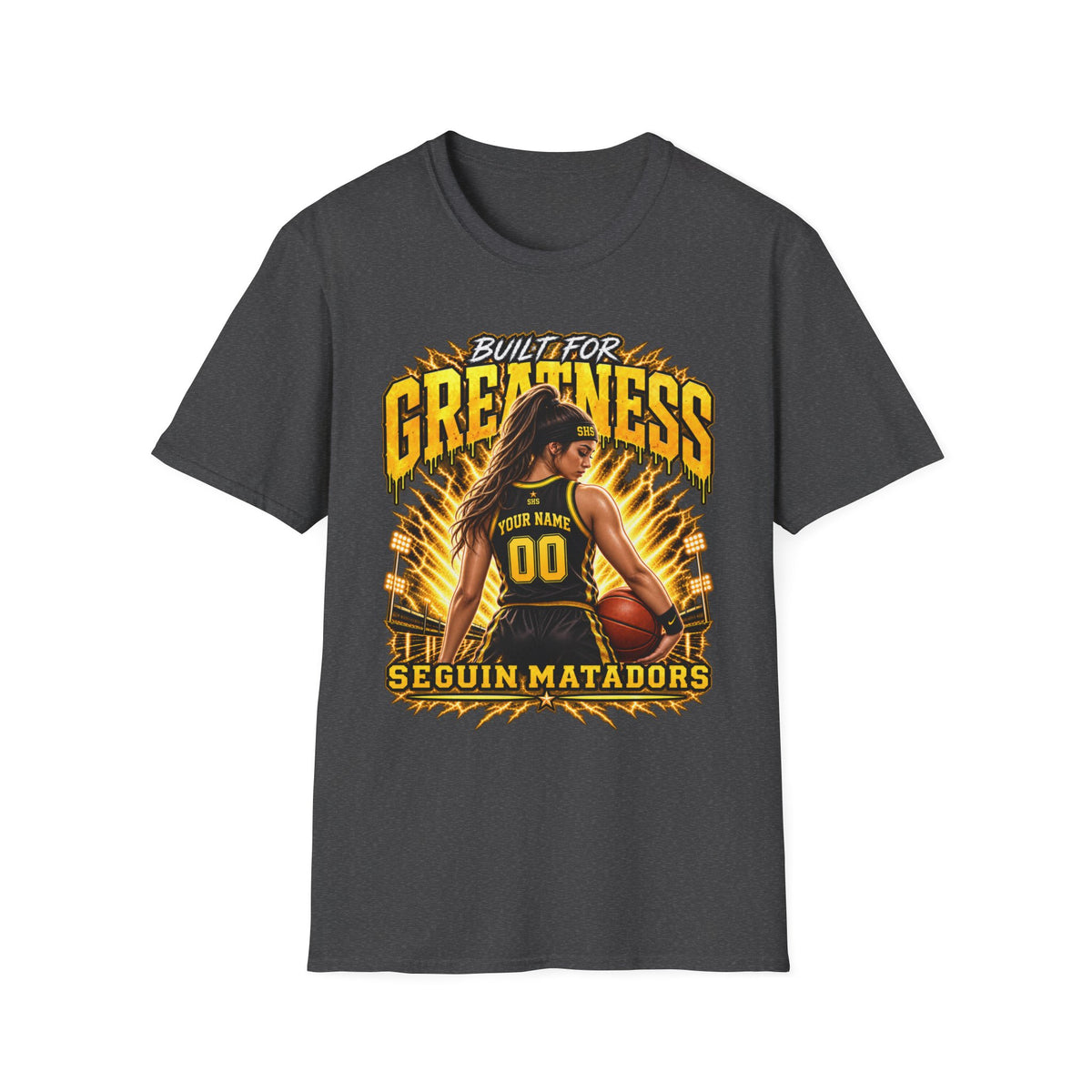 Custom Seguin Matador Girls Basketball Player Tee | Personalized Name & Jersey Number