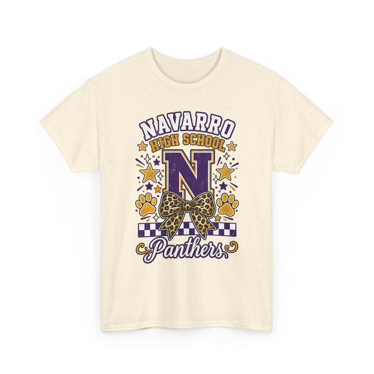 Navarro Panthers High School Tee — 'N' Leopard Ribbon Paw Print Design