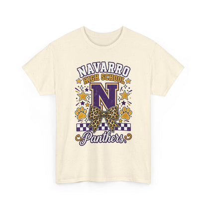 Navarro Panthers High School Tee — 'N' Leopard Ribbon Paw Print Design