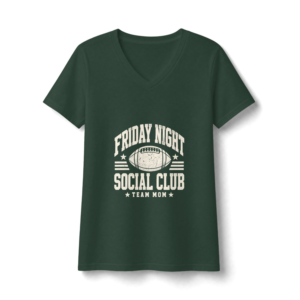 Friday Night Social Club V-Neck Tee — Team Mom Football T-Shirt