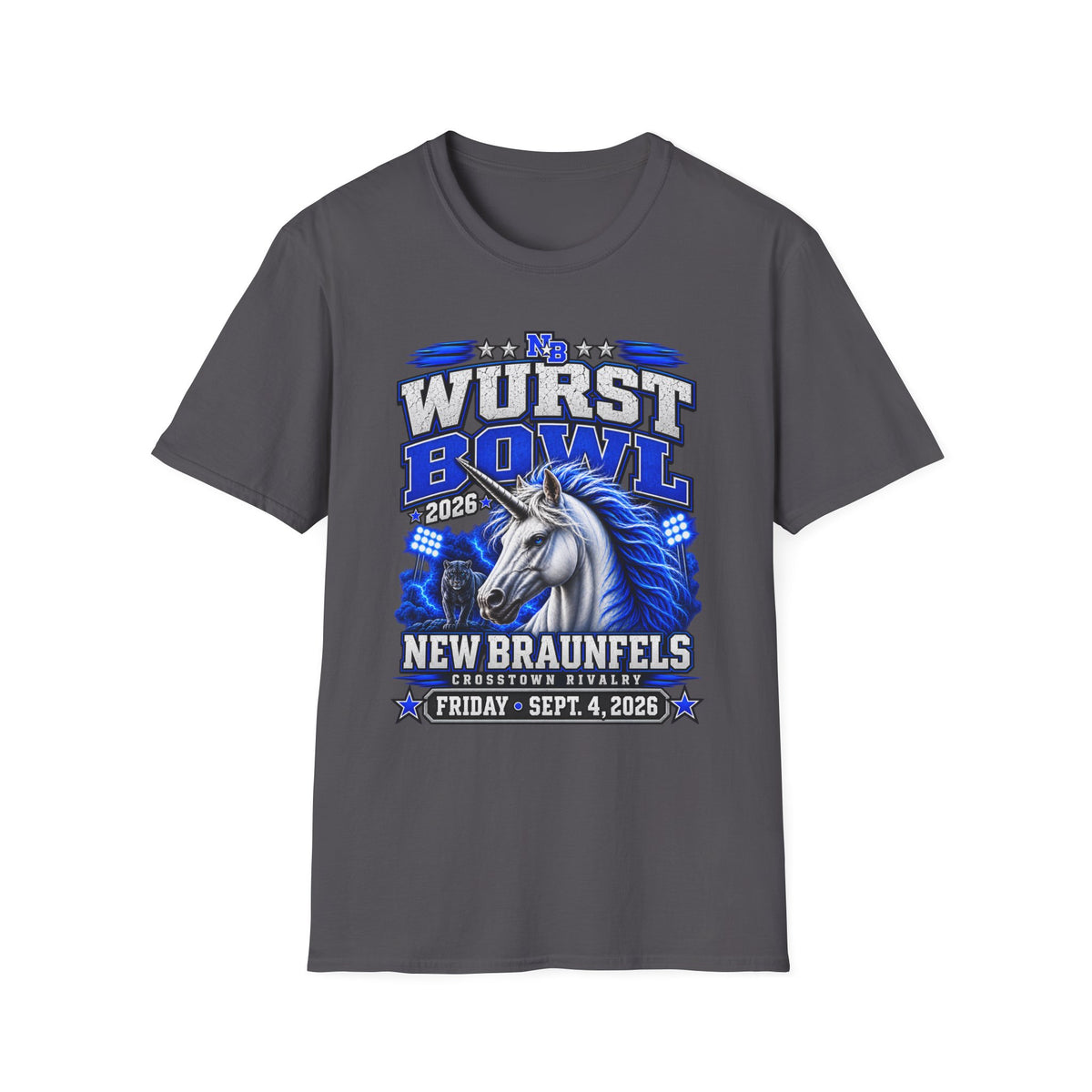 Wurst Bowl T-Shirt — New Braunfels 2026 Unicorn Football Event Tee