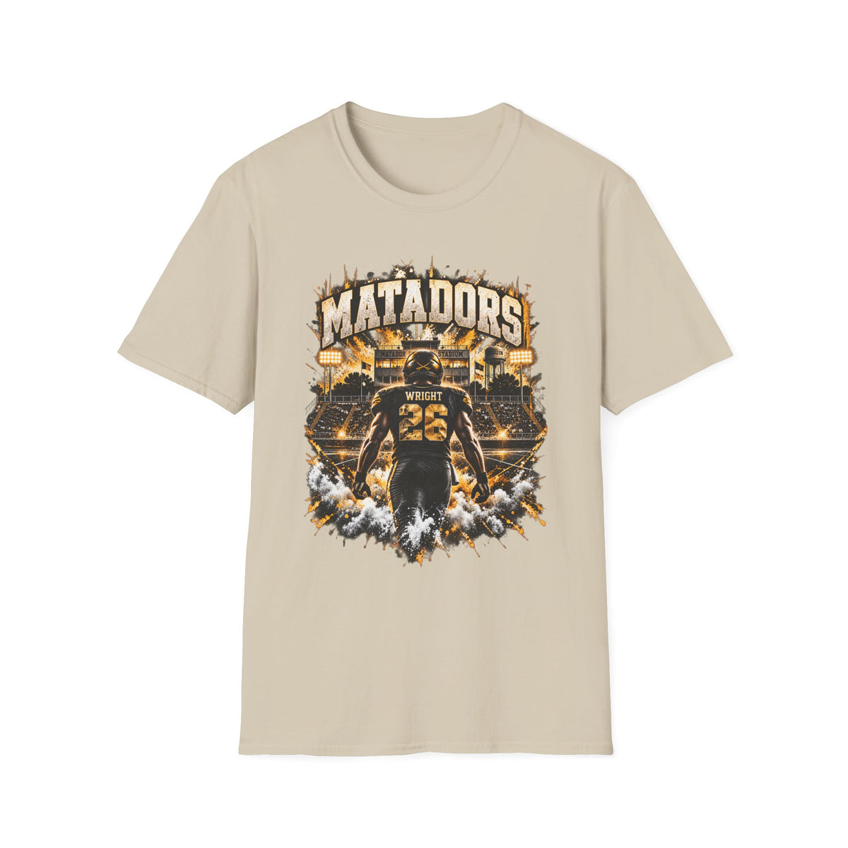 Matadors Football Player Graphic T-Shirt — Team Jersey Number 26 Fan Tee