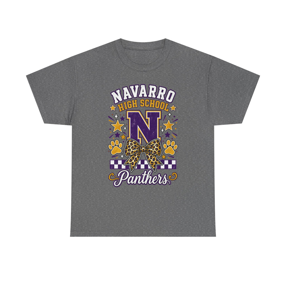 Navarro Panthers High School Tee — 'N' Leopard Ribbon Paw Print Design