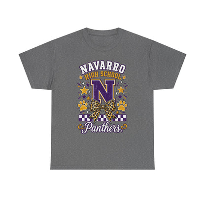 Navarro Panthers High School Tee — 'N' Leopard Ribbon Paw Print Design