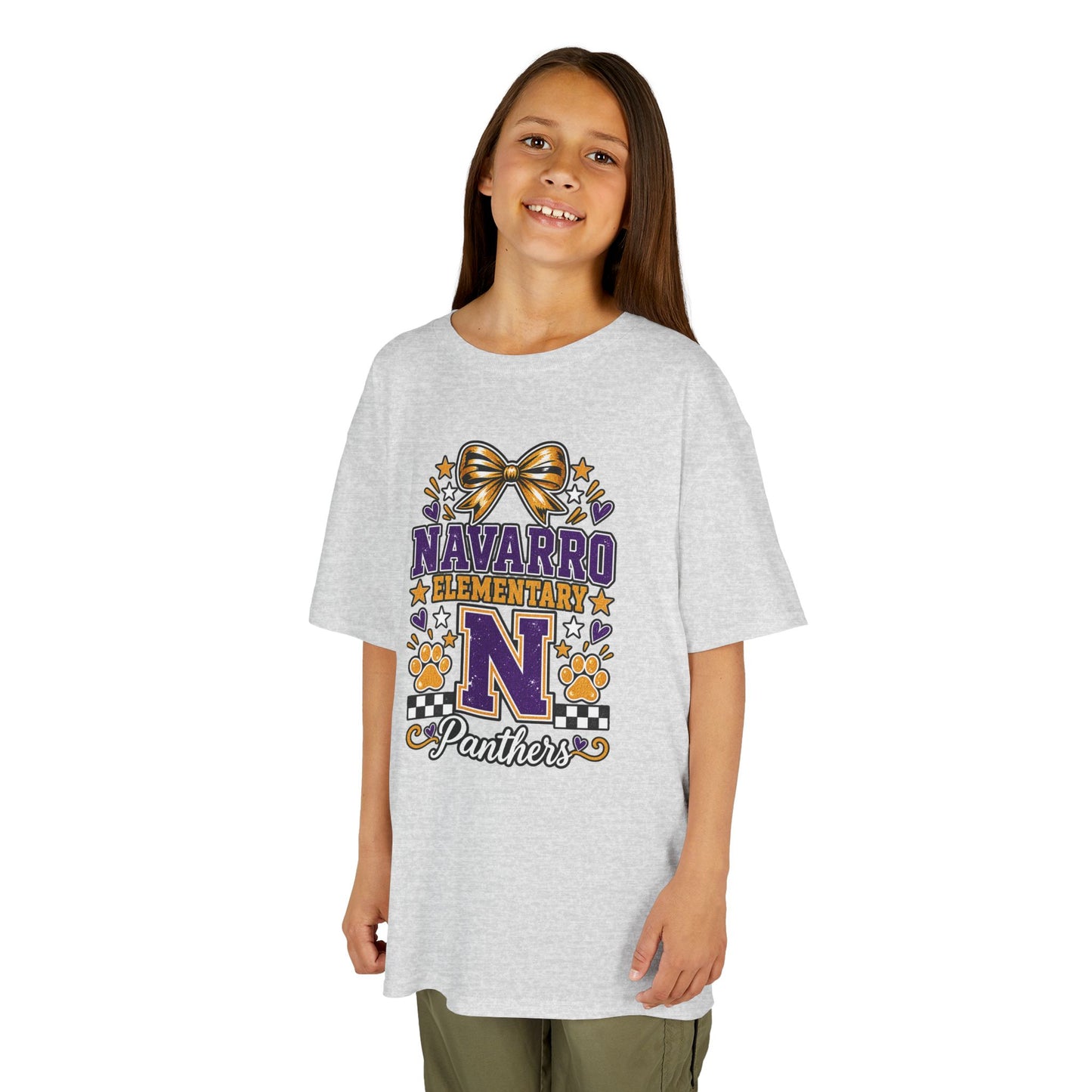 Kids Navarro Elementary Panthers T‑Shirt — Purple & Gold School Spirit Tee