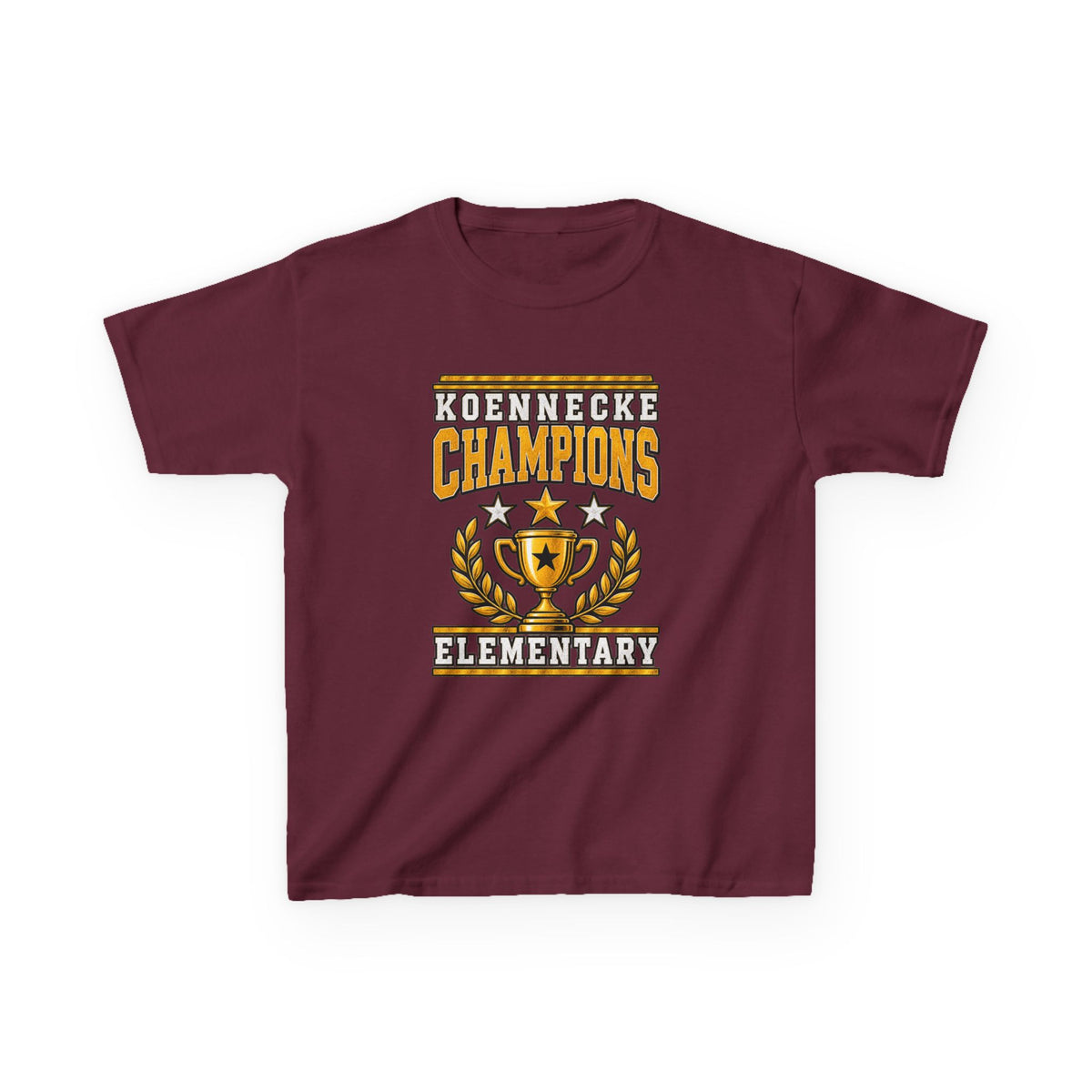 Koennecke Champions Elementary Kids T-Shirt — School Spirit Trophy Design