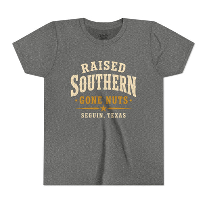 Youth Tee — "Raised Southern, Lone Star" Seguin, Texas Kids Shirt