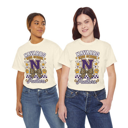 Navarro Panthers High School Tee — 'N' Leopard Ribbon Paw Print Design