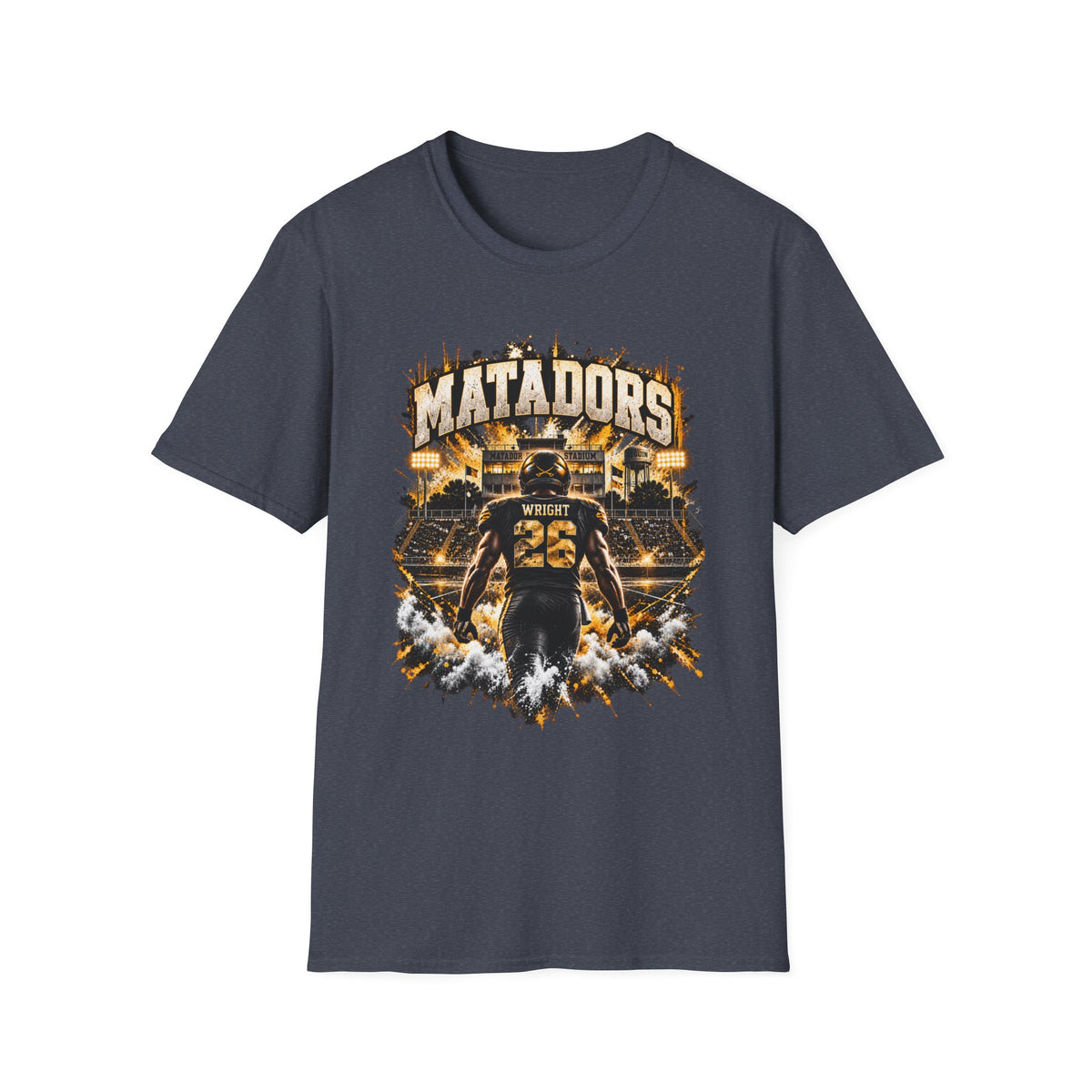 Matadors Football Player Graphic T-Shirt — Team Jersey Number 26 Fan Tee