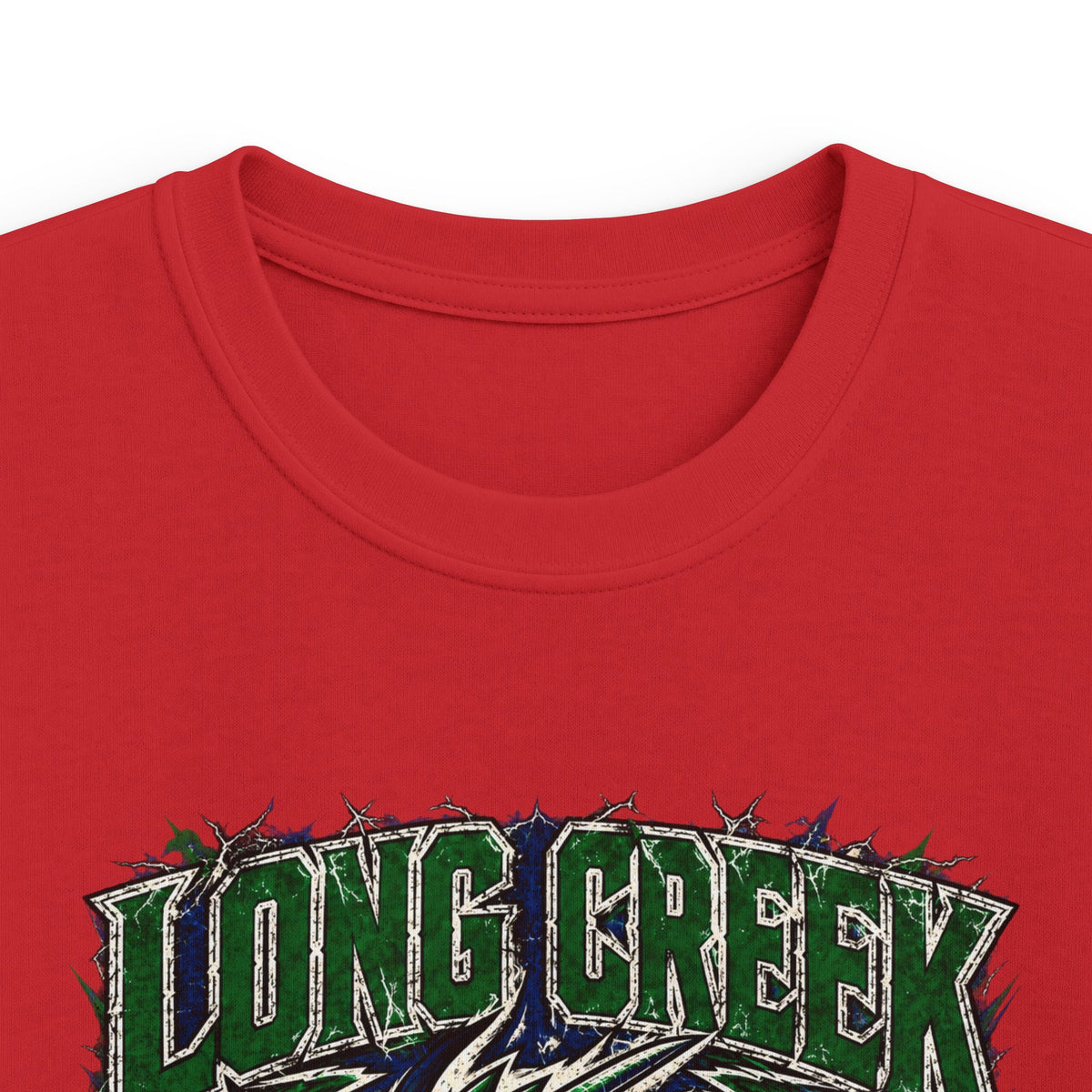 Long Creek Dragons Kids Tee — Green Fierce Dragon School Spirit Shirt