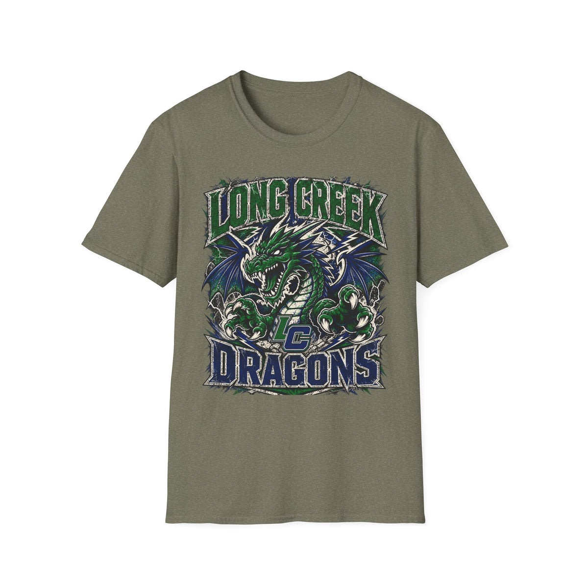 Long Creek Dragons T-Shirt — Vintage Green Dragon School Spirit Tee