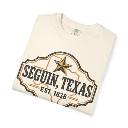 Seguin, Texas Vintage Badge T-Shirt — Est. 1838 Cotton Tee