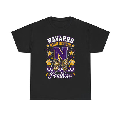 Navarro Panthers High School Tee — 'N' Leopard Ribbon Paw Print Design