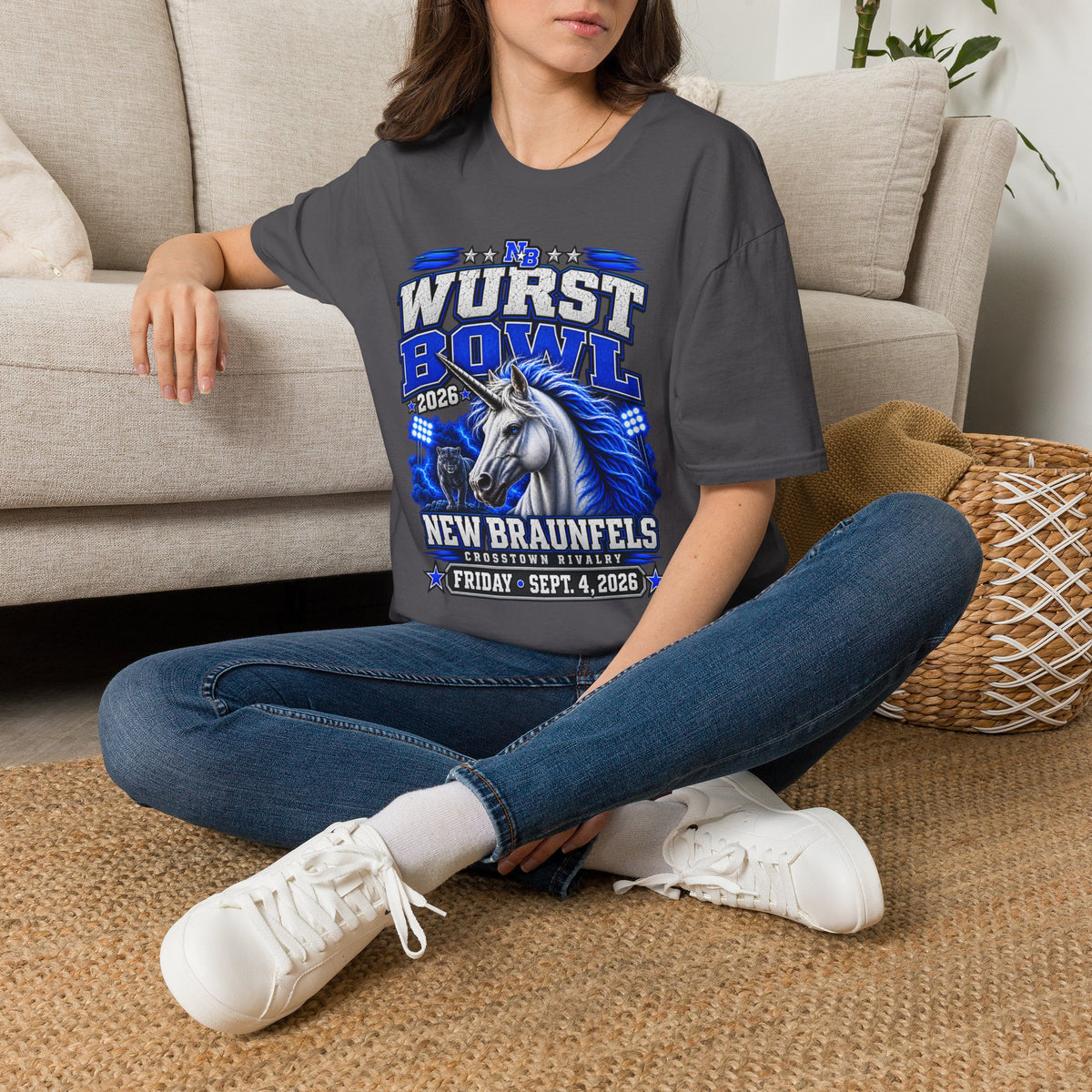 Wurst Bowl T-Shirt — New Braunfels 2026 Unicorn Football Event Tee