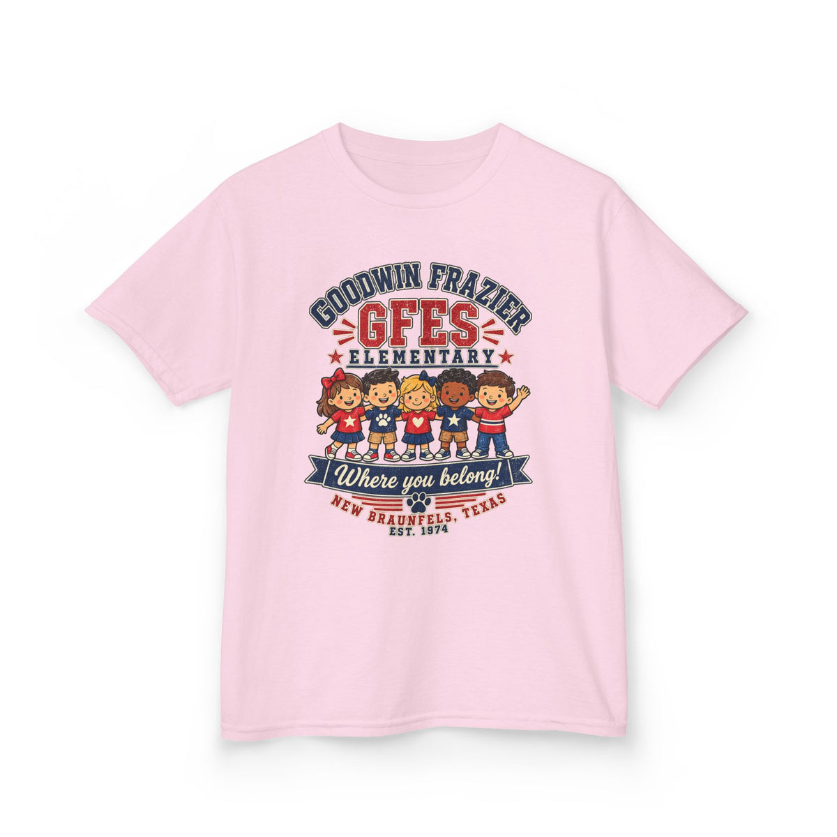 Kids T‑Shirt — "Goodwin Frazier G FES Elementary: Where You Belong" School Pride Tee