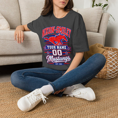 Customizable Mustang Team T-Shirt — 'Nixon-SMiley' Personalized Jersey Tee