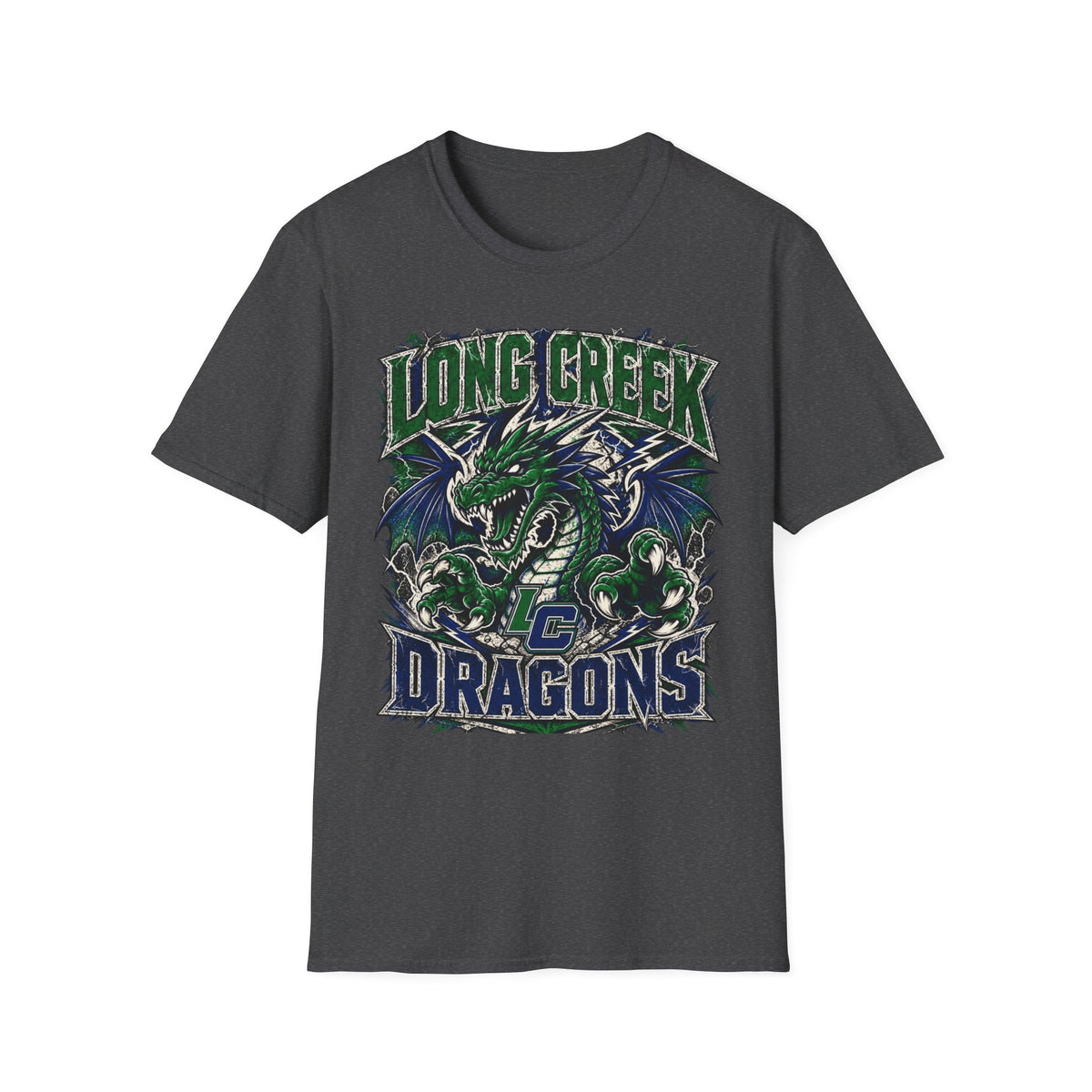 Long Creek Dragons T-Shirt — Vintage Green Dragon School Spirit Tee