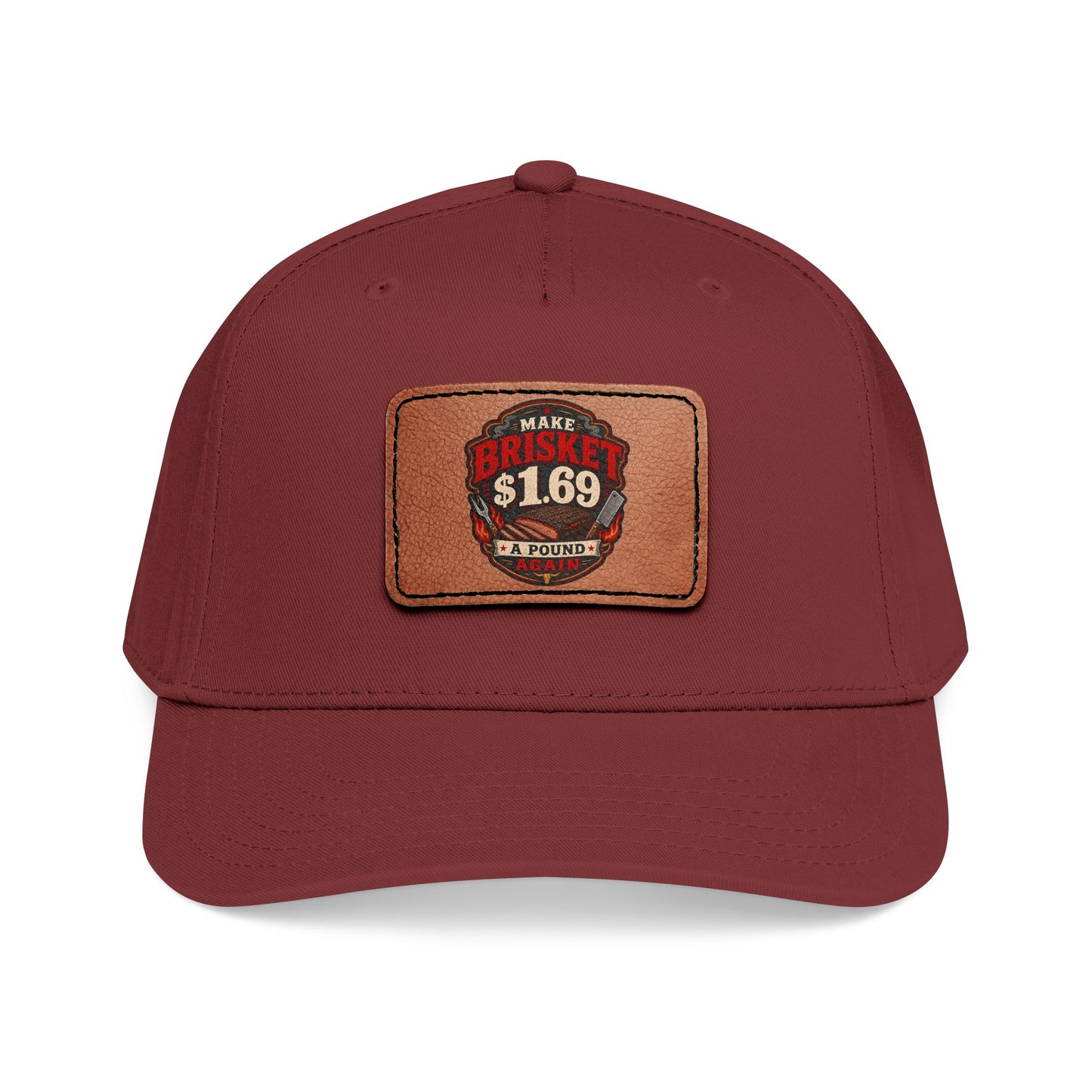 VSA Brisket Mid Profile Baseball Cap with Leather Patch (Rectangle)