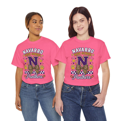 Navarro Panthers High School Tee — 'N' Leopard Ribbon Paw Print Design