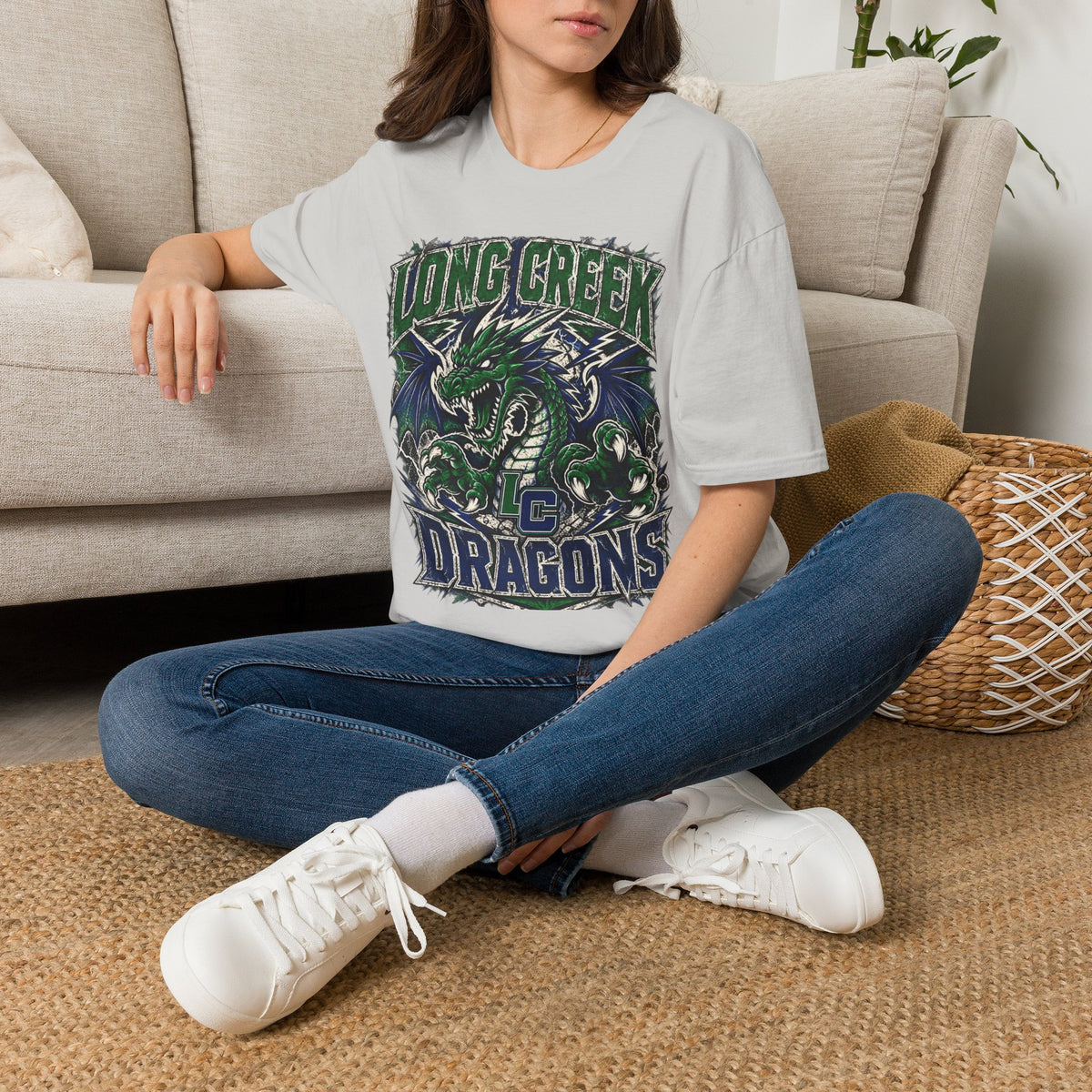 Long Creek Dragons T-Shirt — Vintage Green Dragon School Spirit Tee