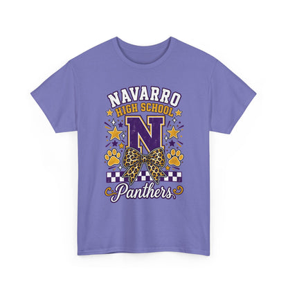 Navarro Panthers High School Tee — 'N' Leopard Ribbon Paw Print Design