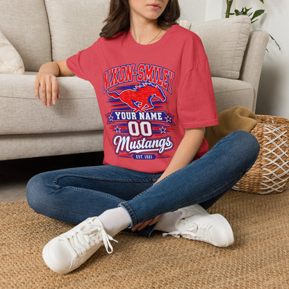 Customizable Mustang Team T-Shirt — 'Nixon-SMiley' Personalized Jersey Tee
