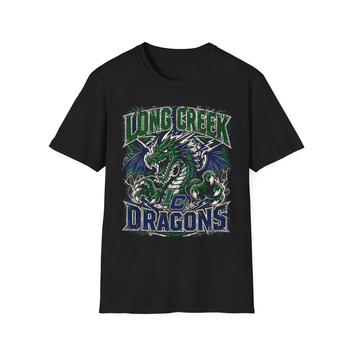 Long Creek Dragons T-Shirt — Vintage Green Dragon School Spirit Tee