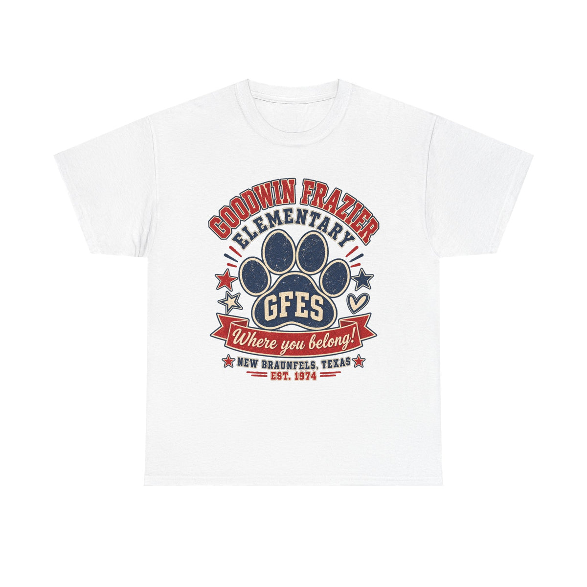 Goodwin Frazier Elementary GFES Paw Print T-Shirt — Where You Belong School Spirit Tee