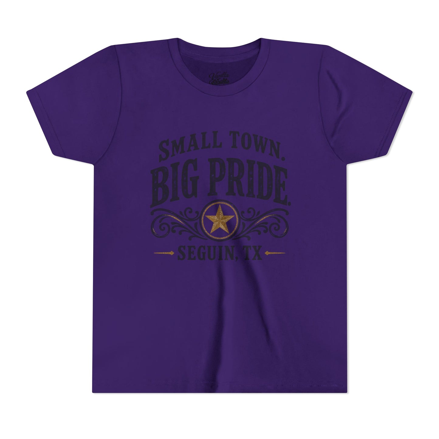 Youth Tee — "Small Town. Big Pride. Seguin, TX" Vintage Star