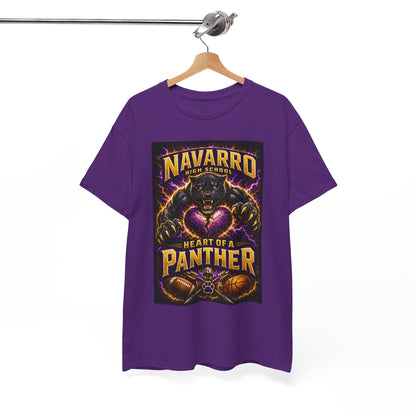 Panther Football Tee — "Navarro Heart of a Panther" High School Mascot Shirt