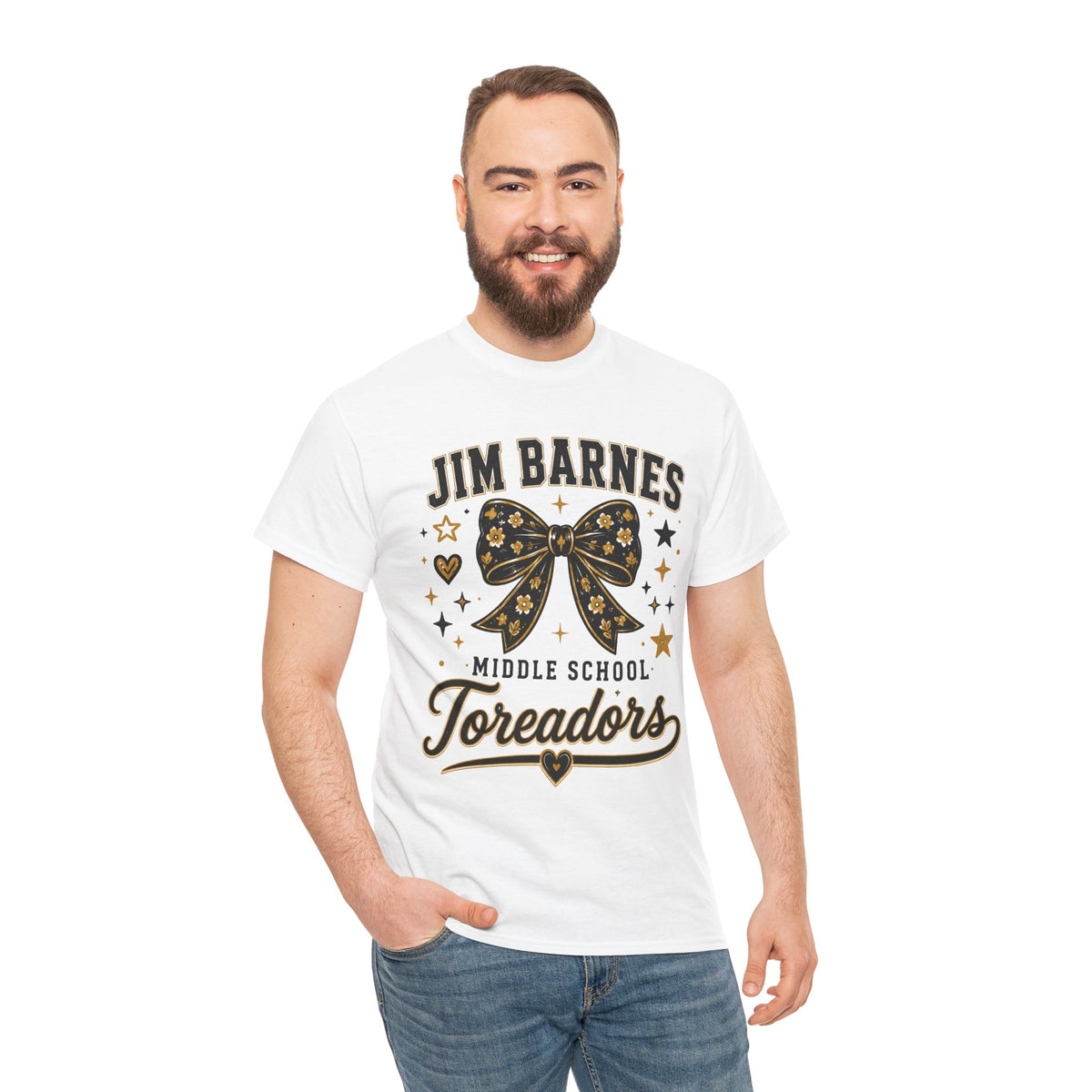 T-Shirt — Jim Barnes Middle School Toreadors Cheer Bow Design