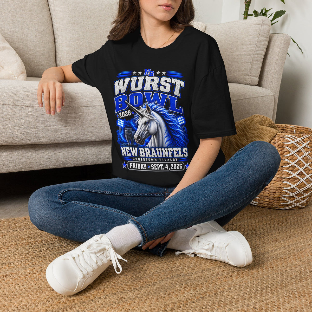 Wurst Bowl T-Shirt — New Braunfels 2026 Unicorn Football Event Tee