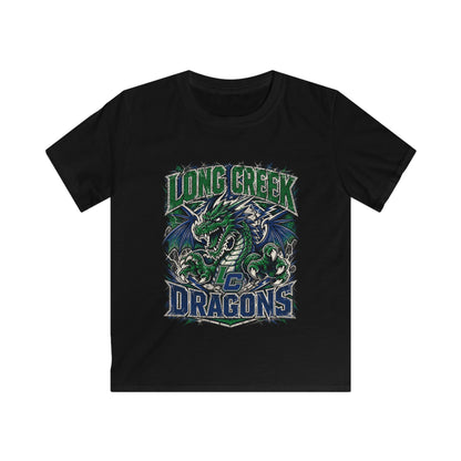 Long Creek Dragons Kids Tee — Green Fierce Dragon School Spirit Shirt