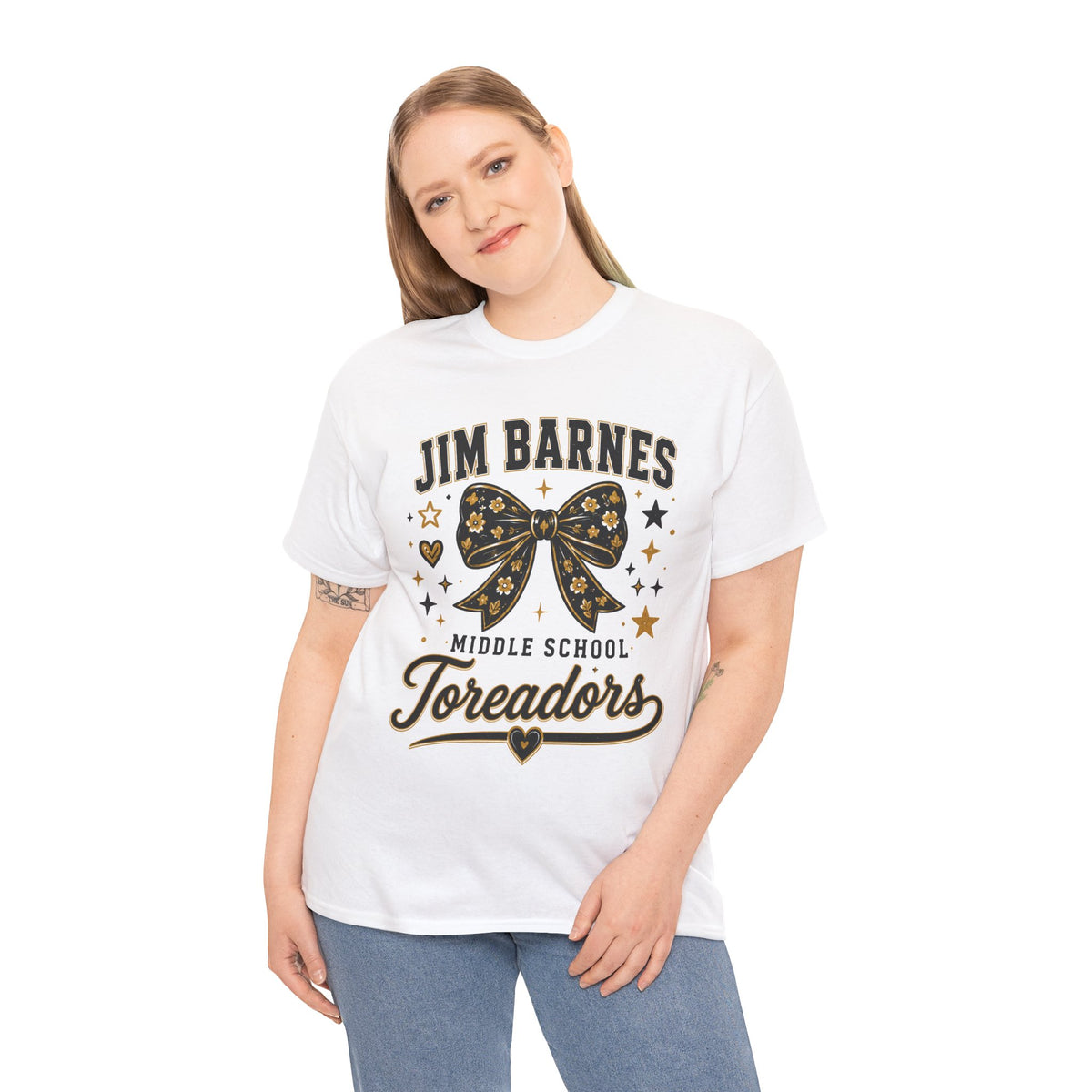 T-Shirt — Jim Barnes Middle School Toreadors Cheer Bow Design