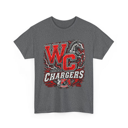 Chargers WC Mascot T-Shirt — Bold Red & Black School Spirit Tee