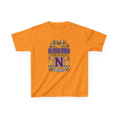 Kids Navarro Elementary Panthers T‑Shirt — Purple & Gold School Spirit Tee