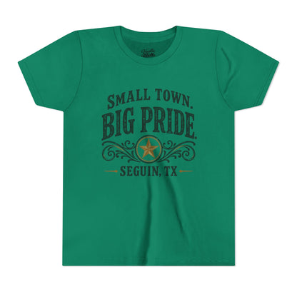 Youth Tee — "Small Town. Big Pride. Seguin, TX" Vintage Star