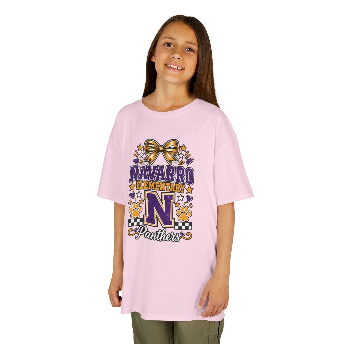 Kids Navarro Elementary Panthers T‑Shirt — Purple & Gold School Spirit Tee