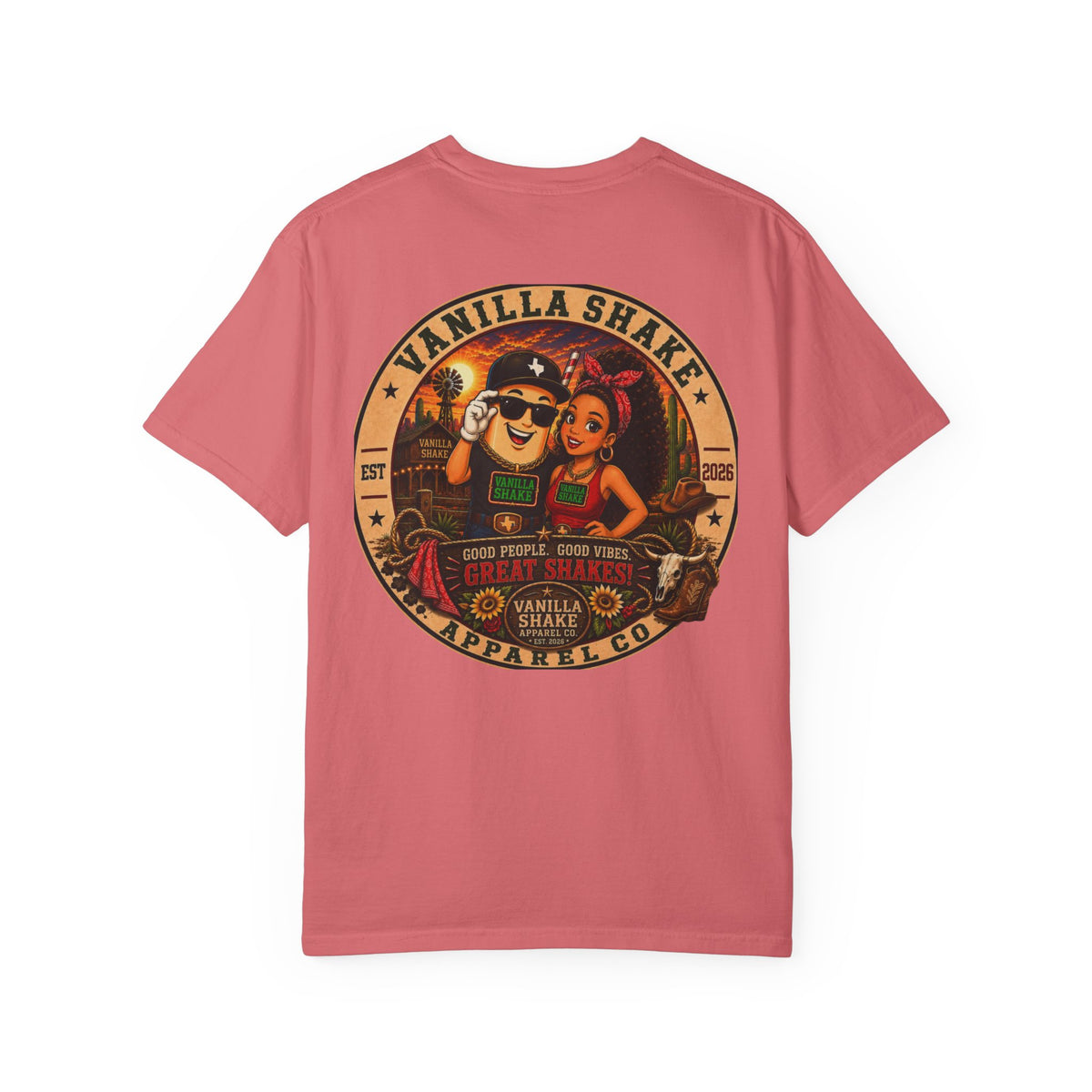 Mr. & Mrs. Shake Logo Unisex Garment-Dyed T-shirt
