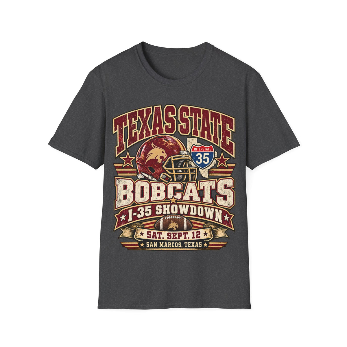 Texas State Bobcats Football T‑Shirt – I‑35 Showdown Game Day Tee