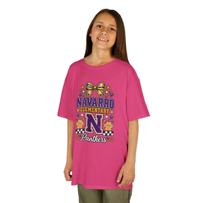 Kids Navarro Elementary Panthers T‑Shirt — Purple & Gold School Spirit Tee