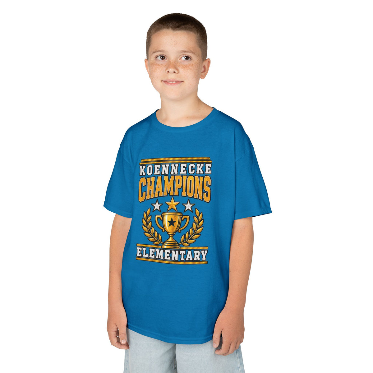 Koennecke Champions Elementary Kids T-Shirt — School Spirit Trophy Design
