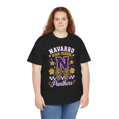 Navarro Panthers High School Tee — 'N' Leopard Ribbon Paw Print Design